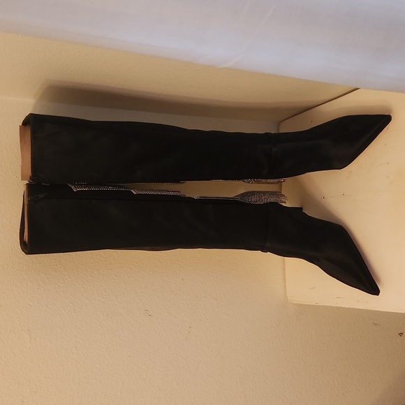 ♤ Christian Lacroix Black Satin Chandelier Boots - Picture 3 of 12